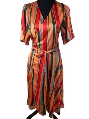 The‎ Odells size small satin striped midi wrap dress